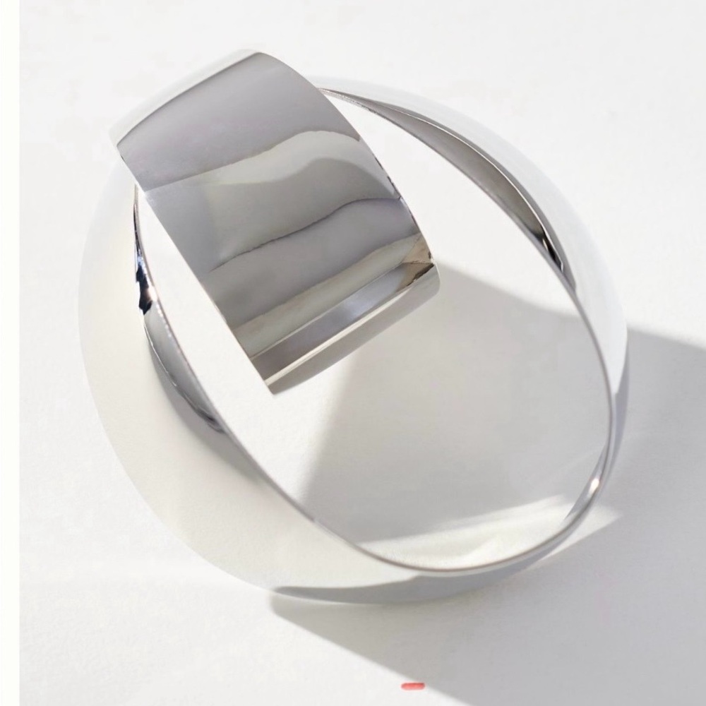 Silver  Oversized Mod Hoop